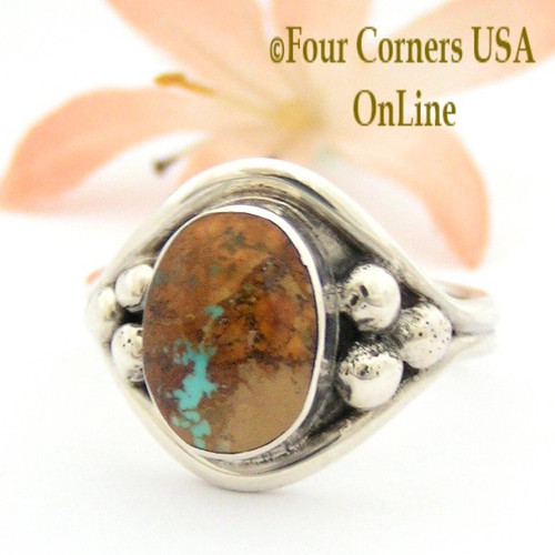 Size 12 Boulder Ribbon Turquoise Ring Navajo Artisan Bobby Piaso Native American Jewelry NAR-09505 Four Corners USA OnLine