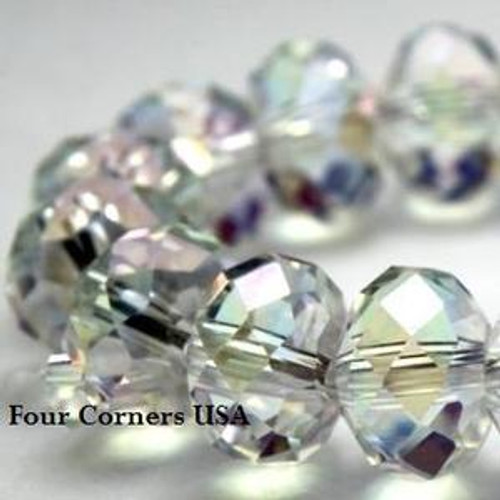 Clear AB 8mm Rondelle Crystal 8 inch Bead Strands Approx 36 Beads - Closeout Final Sale (GL-CAB6x8)