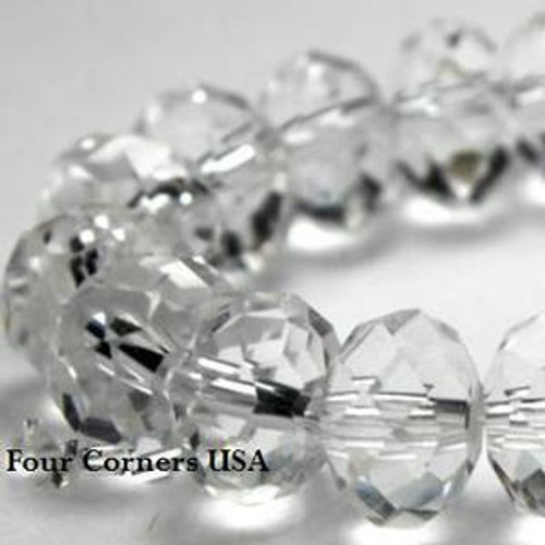 Clear 8mm Rondelle Crystal 8 inch Bead Strands Approx 36 Beads - Closeout Final Sale (GL-C6x8)