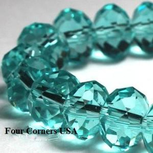 Aqua Green 8mm Rondelle Crystal 8 inch Bead Strands Approx 36 Beads - Closeout Final Sale (GL-GrnAq6x8)