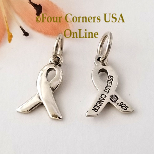 Breast Cancer Awareness All Sterling Silver Ribbon Charm Special Buy Final Sale SSF-09108 Four Corners USA OnLine Jewelry Supplies