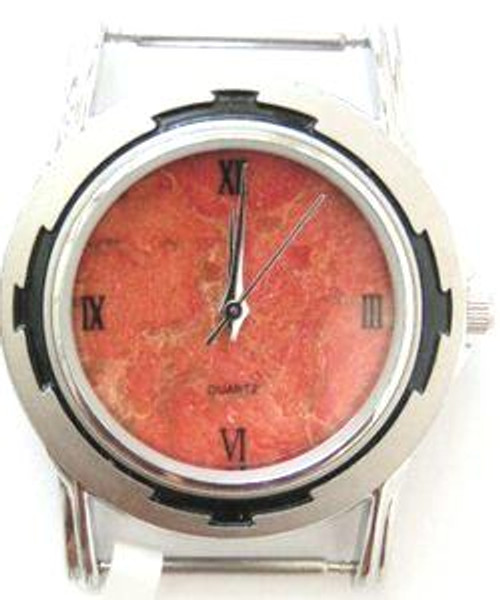 Men's Natural Apple Coral Etched Stainless Watch Face - #18M
