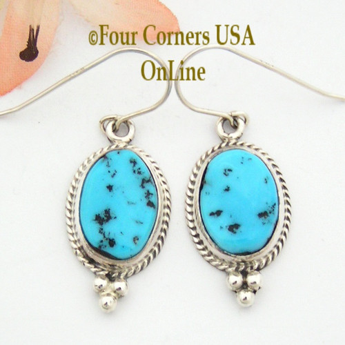 Sleeping Beauty Turquoise Earrings Native American Silver Jewelry Navajo Indian Lester Jackson NAER-092029 Four Corners USA OnLine