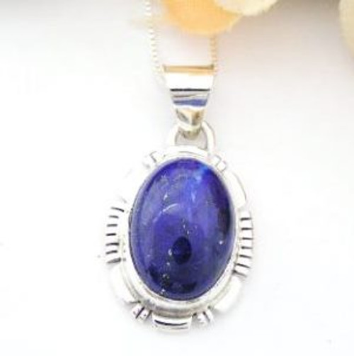 Lapis Lazuli Sterling Pendant Navajo Artisan Thomas Francisco Native American Indian Silver Jewelry (NAP-13037)