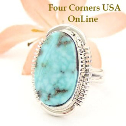 Dry Creek Turquoise Ring Size 6 1/2 Thomas Francisco Four Corners USA OnLine American Indian Silver Jewelry NAR-1445