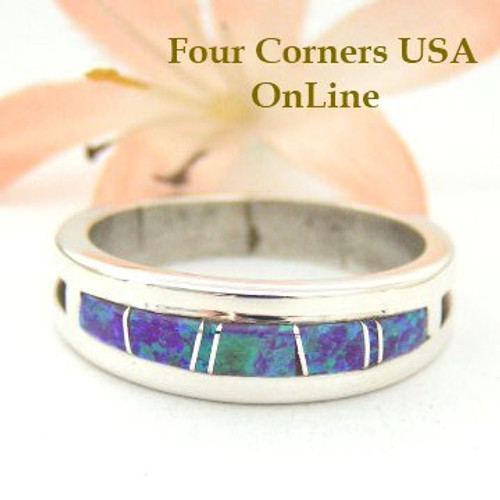 Purple Fire Opal Inlay Ring Size 10 1/2 Native American Silver Jewelry by Wilbert Muskett Jr WB-1467 Four Corners USA OnLine