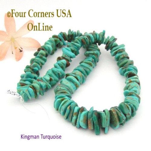 On Sale Now! 15mm Graduated FreeForm Slice Kingman Turquoise Beads Designer 16 Inch Strand Four Corners USA OnLine Jewelry Making Beading Craft Supplies GFF24