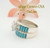 Size 9 1/2 Turquoise Inlay Wedding Engagement Ring Set Ella Cowboy WS-1506 Four Corners USA Online Jewelry