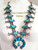 Morenci Turquoise Squash Blossom Necklace On Sale Navajo Artisan Donovan Cadman NAN-1435 Four Corners USA OnLine Authentic Native American Jewelry