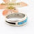 Size 9 Turquoise Inlay Straight Edge Band Ring Navajo Wilbert Muskett Jr WB-1786 Four Corners USA OnLine Native American Silver Jewelry