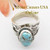 Size 6 Dry Creek Turquoise Adjustable Sterling Ring Navajo Artisan Laura Plummer NAR-1802 Four Corners USA OnLine Native American Silver Jewelry