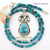 Kingman Turquoise Sun Kachina Pendant 21 Inch Bead Necklace Navajo Silversmith Freddy Charley On Sale Now at Four Corners USA OnLine Native American Jewelry NAP-1533BDS