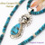 Kingman Turquoise Sun Kachina Pendant 21 Inch Bead Necklace Navajo Silversmith Freddy Charley On Sale Now at Four Corners USA OnLine Native American Jewelry NAP-1533BDS