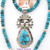 Kingman Turquoise Sun Kachina Pendant 21 Inch Bead Necklace Navajo Silversmith Freddy Charley On Sale Now at Four Corners USA OnLine Native American Jewelry NAP-1533BDS