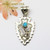 Arrowhead Eagle Turquoise Sterling Silver Pendant Navajo Alice Johnson NAP-1477 Four Corners USA OnLine Native American Jewelry