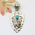 Arrowhead Eagle Turquoise Sterling Silver Pendant Navajo Alice Johnson NAP-1478 Four Corners USA OnLine Native American Jewelry