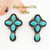 Turquoise Shadowbox Cross Post Pierced Earrings On Sale Now Four Corners USA OnLine Native American Silver TQ Jewelry FCE-09035