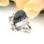 Jet  Black Teardrop Sterling Silver Leaf Ring Native American Navajo Indian Handcrafted (NAR-09476)