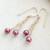 Mauve Rose Cloisonne Bead on 14KGF Chain with Pearl Earrings Set (FCN-12001)