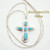 Turquoise Sterling Cross on 16 Inch Chain Zuni Artisan Cecilia Iule Four Corners USA OnLine Native American Jewelry No 2 NACR-091372