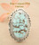 Elongated Dry Creek Turquoise Stone Ring Size 8 1/4 Thomas Francisco Four Corners USA OnLine Native American Indian Silver Jewelry NAR-1436