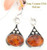 Amber Teardrop Sterling Earrings Native American Navajo Silversmith Ella Cowboy Four Corners USA OnLine NAER-1448