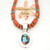 Multi Color Pendant on Coral and Turquoise 18 Inch Bead Necklace Four Corners USA OnLine Artisan Jewelry NAP-1462