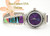 Women's Multi Color Inlay Sterling Watch Shown with Mohave Purple Turquoise Face Navajo Arnold Yazzie Four Corners USA OnLine Native American Jewelry NAW-1428