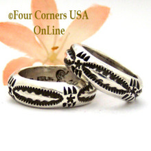 Size 6 Stamped Silver Band Ring Navajo Artisan Darrell