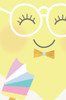 A close up image of the lemon's face from the Luca Rose Designs Tooty Fruit canvas collection. The lemon wears a pair of white, round glasses and has a very happy look on it's face.