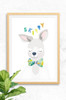 An Australian themed wildlife poster of a kangaroo wearing a colourful bowtie. 