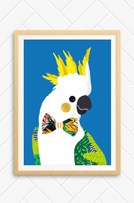 'Clever Cockatoo' Unframed Print  (Blue)