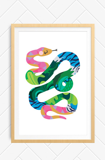 'Python' Unframed Print (Pink) - Luca Rose Designs