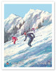 Skiing - Mountain Ski Slope - Delta Air Lines - c. 1970's - Poster by Jack Laycox