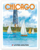 Chicago, Illinois - John Hancock Center - United Airlines - c. 1980's - Poster by Stanley “Stan” Dudek