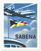 Sabena Airlines - Douglas DC 5 - c. 1955 - Vintage Airline Travel Poster