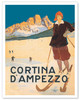 Cortina D’ampezzo Ski Resort - Italian Alps - c. 1920 - Vintage Travel Poster