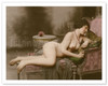 Reclining Nude - Classic Vintage Hand-Colored Tinted Erotic Art - Poster by GV Studio