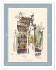 Lisbon Portugal - Tower of Belem - Menu Cover - c. 1960's - Poster by David Klein