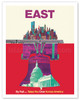 East By Train - Liberty Bell Philadelphia, Washington, New York - c. 1960's - Poster by David Klein