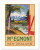 Mt. Egmont, New Zealand - Mount Taranaki - New Zealand Railways - c. 1930's - Poster by John Holmwood