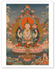 Avalokiteshvara, Chaturbhuja (The All Seeing Lord with Four Hands) - c. 1800's - Vintage Tibetan Thangka Buddhist Painting