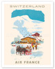 Switzerland - Ski Lodge - Sled Drawn by Horses - c. 1958 - Poster by Georges Beuville