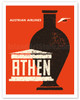 Athens (Athen) Greece - Ancient Greek Amphora - Austrian Airlines - c. 1965 - Poster by Otto Peterseil