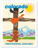 Colorado - Continental Airlines - Cowboy Hat Bandana Boots - c. 1960 - Vintage Airline Travel Poster