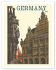 Germany - Bremen Roland Statue and Town Hall - c. 1930's - Poster by Friedel Dzubas