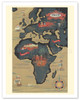 World Route Map - Africa, Europe, Asia - Sabena Belgian World Airlines - c. 1950
