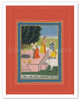 Lord Krishna - Gopis with Holy Cows - 19th Century Indian Miniature Painting - Vintage Hindu Illustration