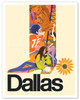 Dallas, Texas - Cowboy Boot with Sunflower Spur - c. 1960's - Vintage Airline Travel Poster