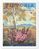 Victoria Australia - Pink Heath Flower - Floral Emblem of Victoria - c. 1944 - Poster by Vernon Jones